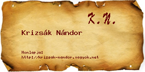 Krizsák Nándor névjegykártya